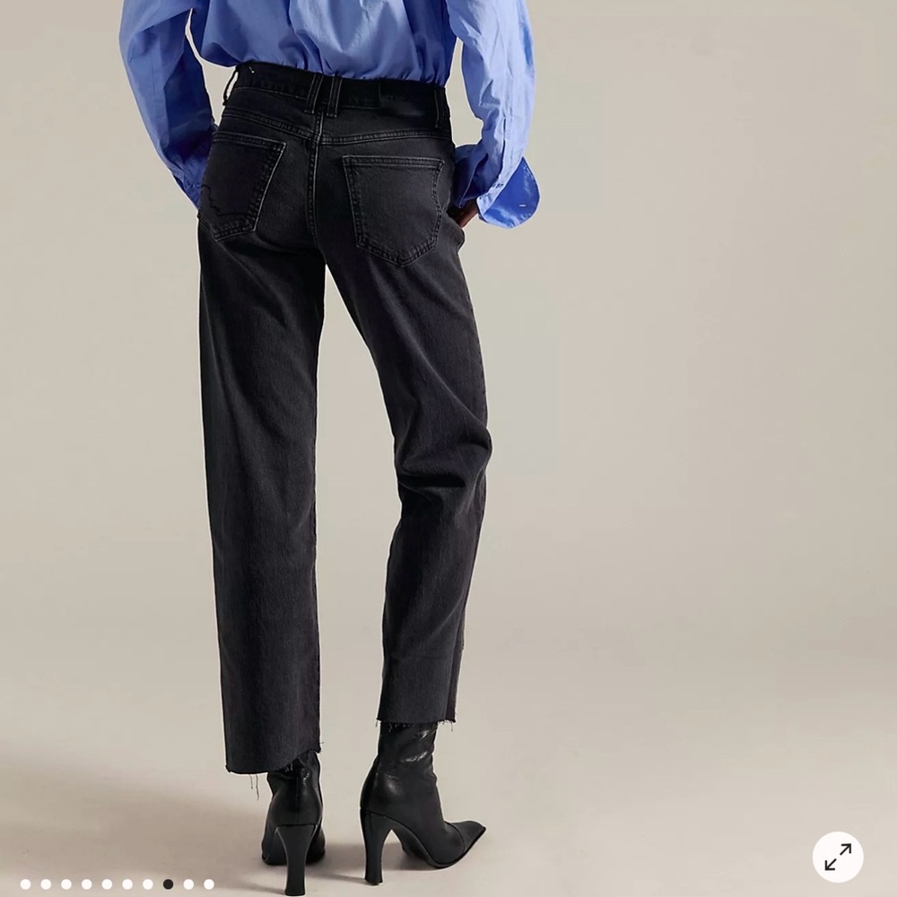 Free People WE-THE-FREE Washed Black High-Rise Risk Taker Jeans - Picture 2 of 8